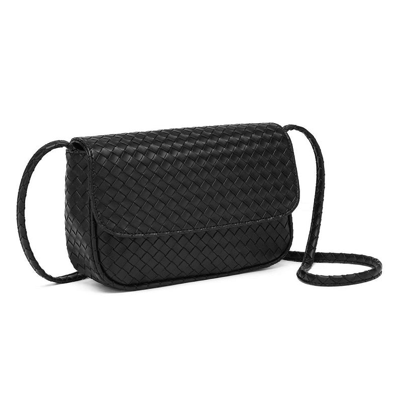 Women Mini Woven Flap Shoulder Crossbody Bag