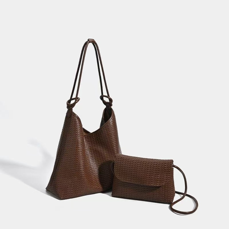 Large Capacity Woven Tote Bag for Women Lightweight Daily Shoulder Handbag